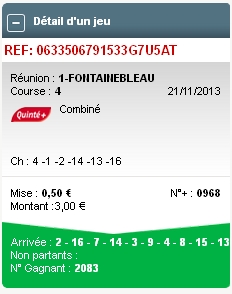 21/11/2013 --- FONTAINEBLEAU --- R1C4 --- Mise 9 € => Gains 0 € Scree108