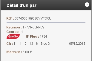 05/12/2013 --- PARIS-VINCENNES --- R1C1 --- Mise 9 € => Gains 8,85 € Scree122