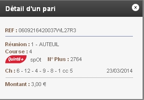 23/03/2014 --- AUTEUIL --- R1C4 --- Mise 21 € => Gains 0 € Scree287