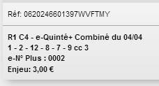 04/04/2017 --- CHANTILLY --- R1C1 --- Mise 3 € => Gains 4,5 € Scree526