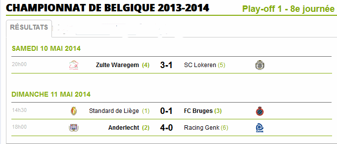 Belgique Play-off 1 - 8 éme journée 610