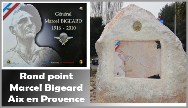La stèle du Général Bigeard vandalisée. Steleb11