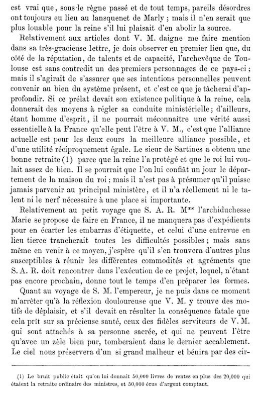 18 novembre 1780: Mercy à Marie-Thérèse 414