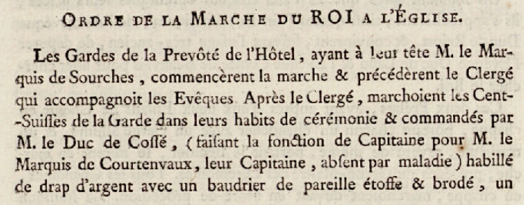 10 juin 1775: Ordre de la marche du Roy à l'église Captu114