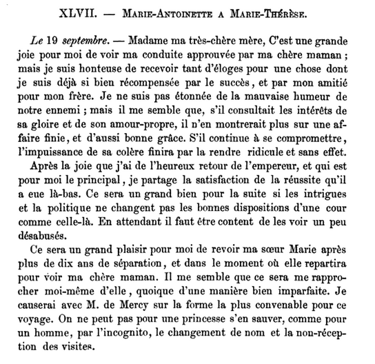 19 septembre 1780: Marie-Antoinette à Marie-Thérèse  Captu148