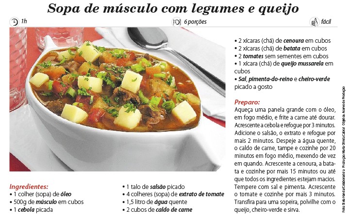 SOPA DE MÚSCULO COM LEGUMES E QUEIJO Ttt25