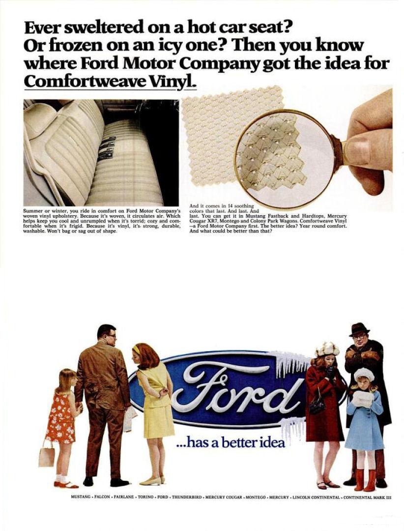 (69) Option, intérieur en vinyle "Confortwave" pour Mustang 1967 Comfor12