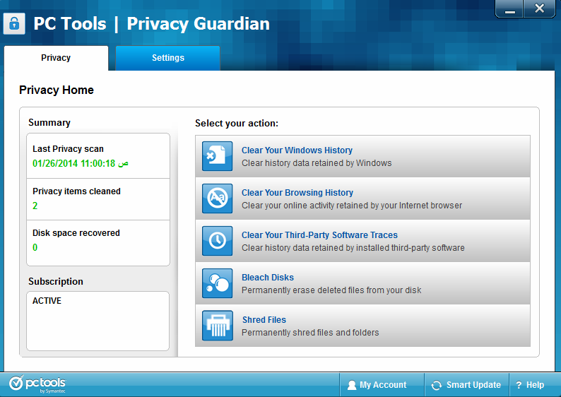 برنامج PC Tools™ Privacy Guardian في تحسين اداء الجهاز 215