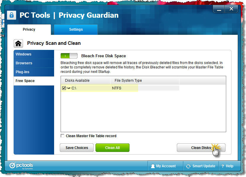 برنامج PC Tools™ Privacy Guardian في تحسين اداء الجهاز 810