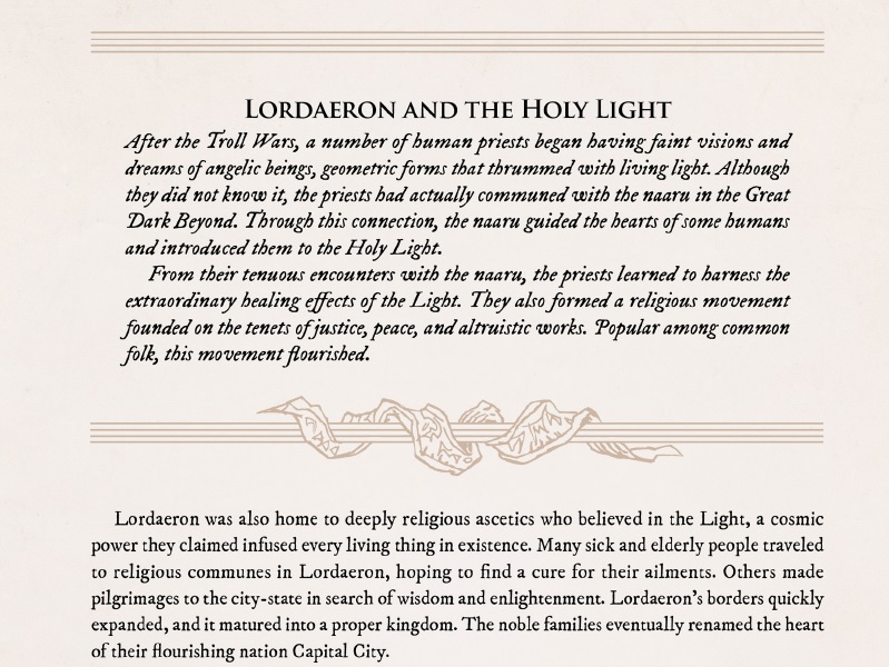 Lordain y Mereldar, la fundación de Lordaeron y la Iglesia. Lordae10