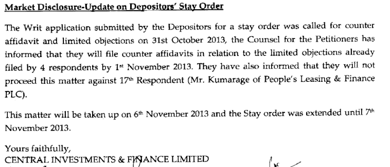 05-Nov-2013 CIFL - Market Disclosure Cifl12