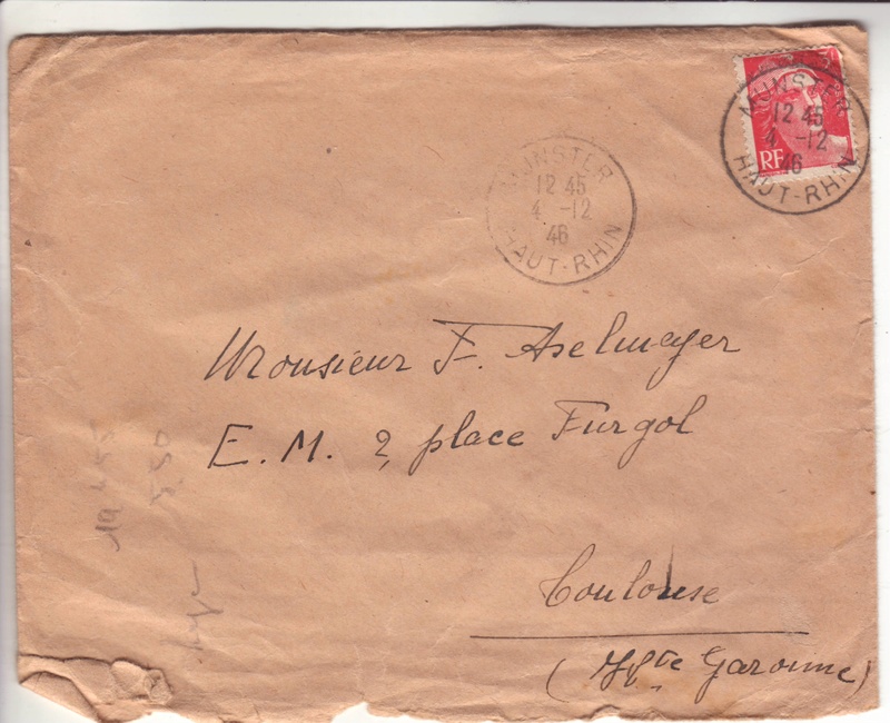 Lettre de Munster (68) du 04.12.1946 pour Toulouse avec contenu censuré!?! 1009011
