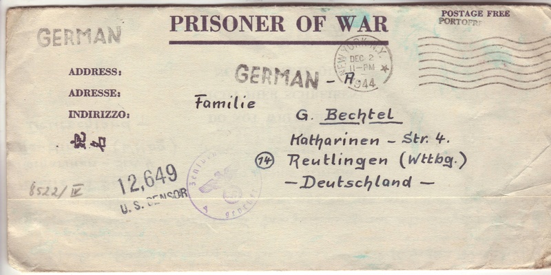 Pourquoi un cachet "Geprüft Zensurstelle y" en décembre 1944 pas "Zensurstelle n" ?? 1009210
