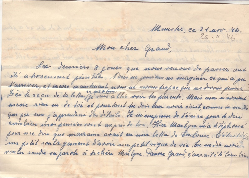 Lettre de Munster (68) du 04.12.1946 pour Toulouse avec contenu censuré!?! 6003210