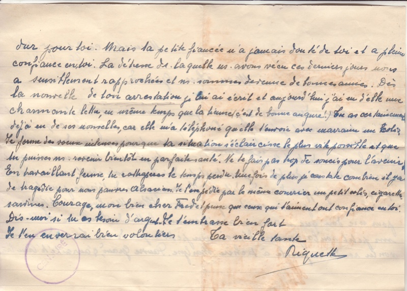Lettre de Munster (68) du 04.12.1946 pour Toulouse avec contenu censuré!?! 7002910