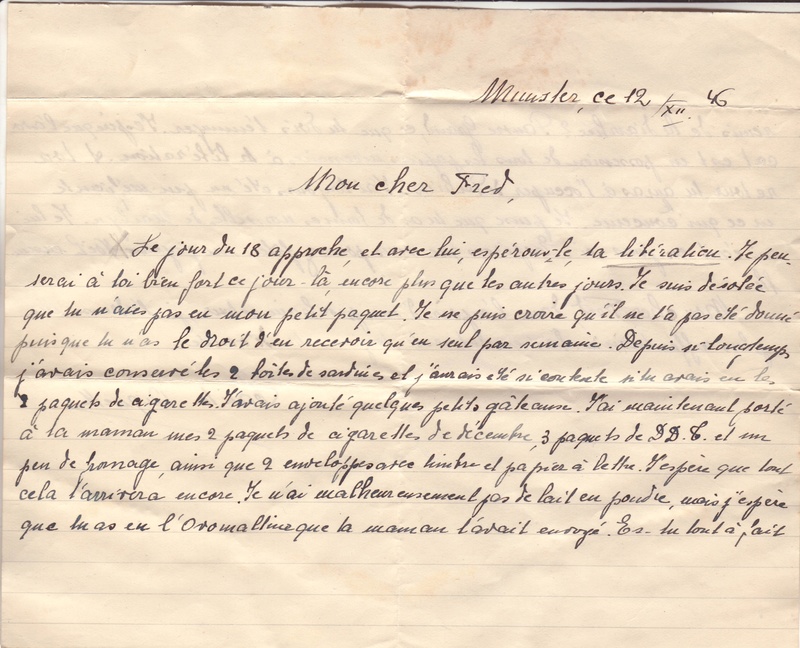 Lettre de Munster (68) du 04.12.1946 pour Toulouse avec contenu censuré!?! 8002510