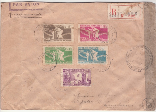 Série C.F.L.N. sur lettre de St. Louis (Sénégal) pour le Gabon. _1001413