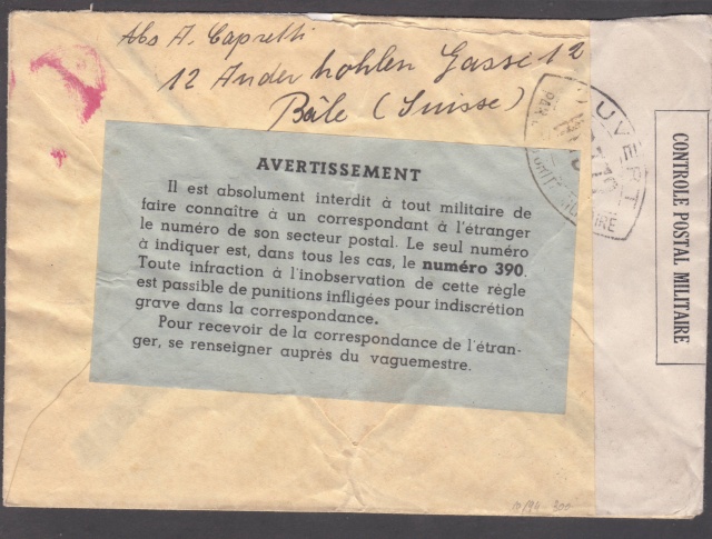 1940 Etiquette interdiction d'indiquer le secteur postal _1200023