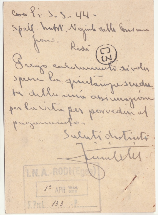 Censure italienne de Rhodes - Dodécanèse - Egée. _2d00211