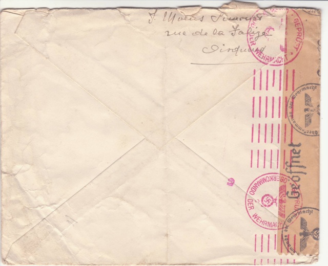 Cachet "Figurines / manquent sur lettre d'Oisquercq pour la France. _4000411
