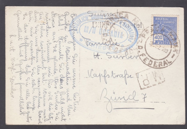 Lettre de Rio transportée par le Paquebot "Océania" 1939 _5001211