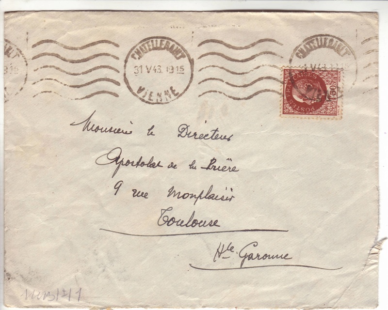 Courrier intérieur contrôlé par la commission allemande de Bordeaux  A000310