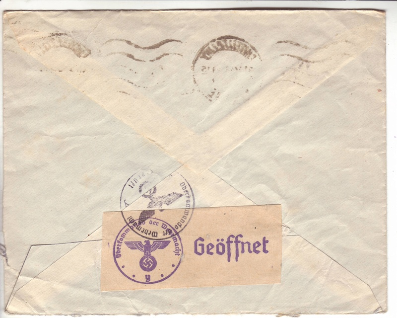 Courrier intérieur contrôlé par la commission allemande de Bordeaux B000210