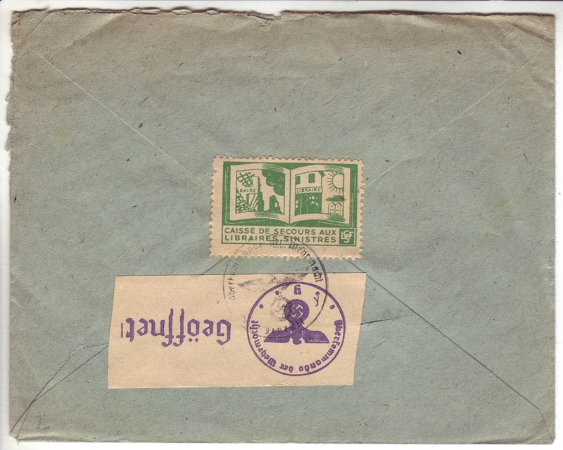 Courrier intérieur contrôlé par la commission allemande de Bordeaux D000210