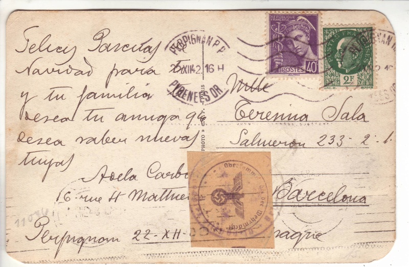 Contôle hors du commun des cartes postales par la BP bordeaux en décembre 1942 et janvier1943 E000110
