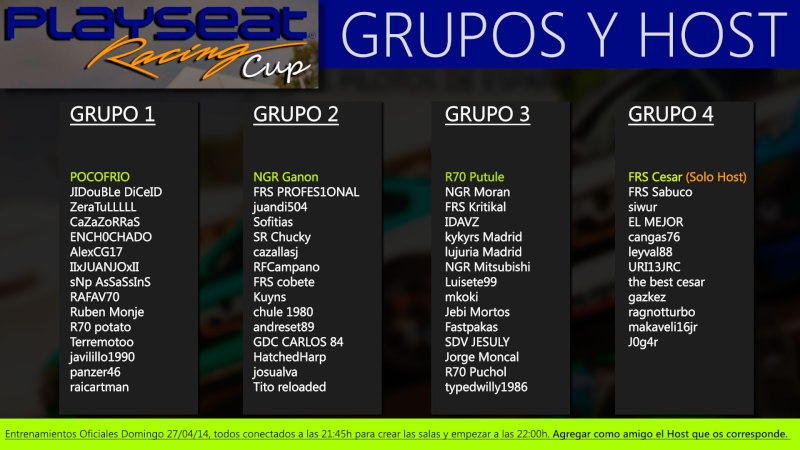 Playseat Racing Cup - Hilo General Grupos10