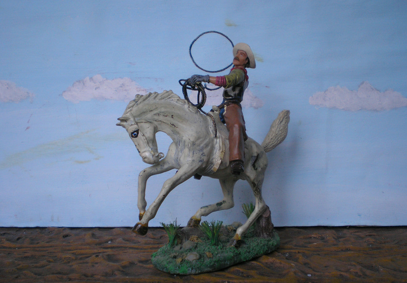 Cowboy zu Pferd mit Lasso - Umbau in der Figurengröße 7 cm 139j2a10