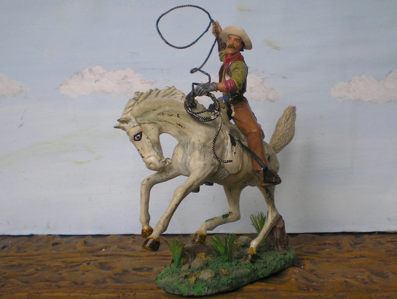 Cowboy zu Pferd mit Lasso - Umbau in der Figurengröße 7 cm 139j2b14