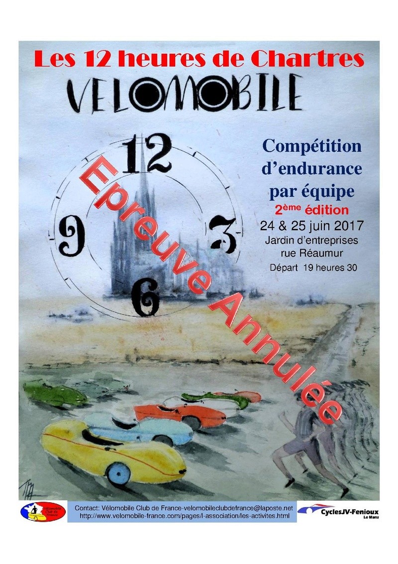 12 heures de Chartres vélomobile les 24 et 25 juin 2017 - 2ème édition Affich11
