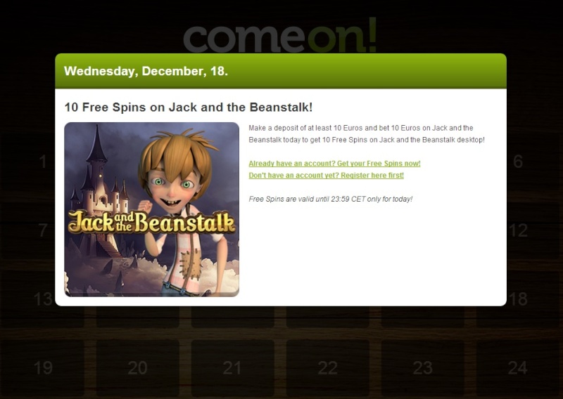 ComeOn Casino Christmas Calendar - 18th December 2013 Comeon28
