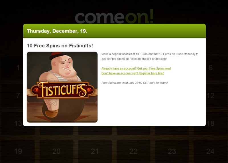 ComeOn Casino Christmas Calendar - 19th December 2013 Comeon29