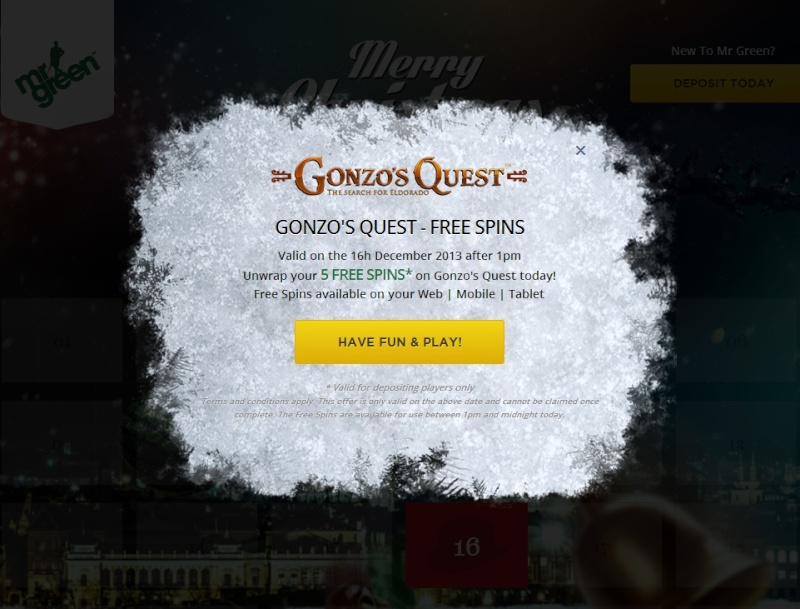 MrGreen Casino Christmas Calendar - 16th December 2013 Mrgree24