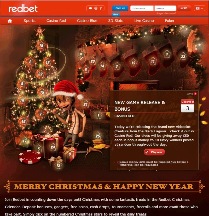 Redbet Casino Christmas Calendar - Tuesday 3rd December 2013 Redbet14