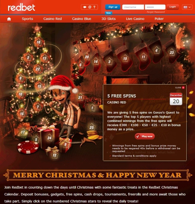Redbet Casino Christmas Calendar - 20th December 2013 Redbet31