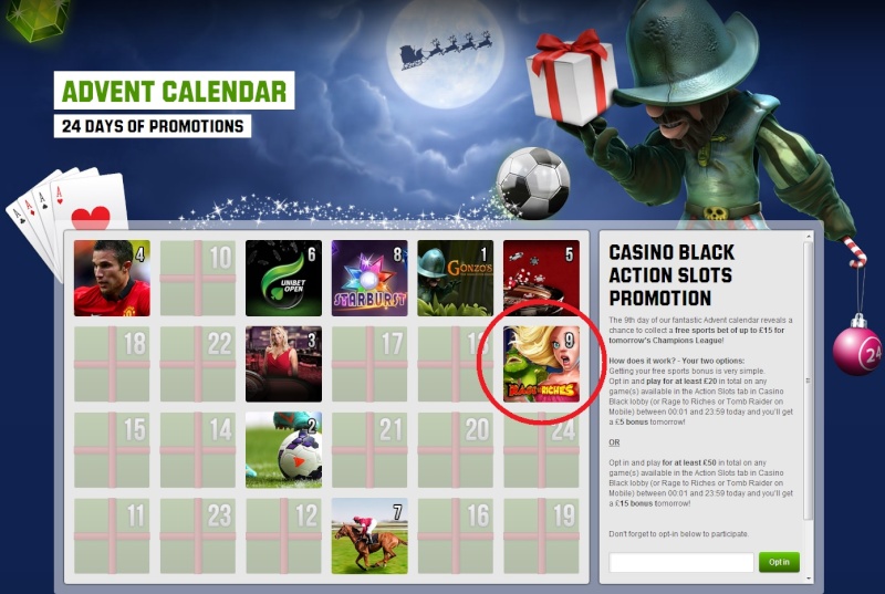 Unbet Casino Christmas Calendar - 9th December 2013 Unibet18