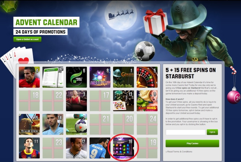 Unibet Casino Christmas Calendar - 16th December 2013 Unibet25