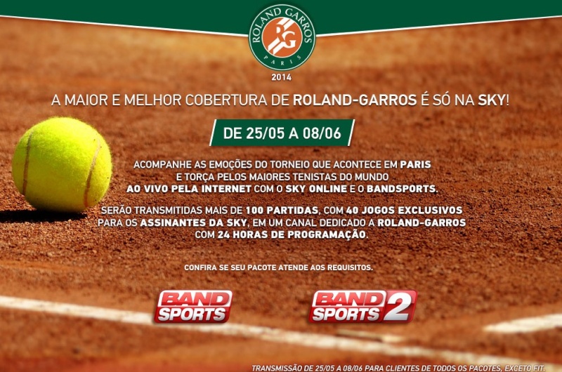 Transmissão Roland Garros 2014 no SKY Online e Band Sports 2 HD Screen38