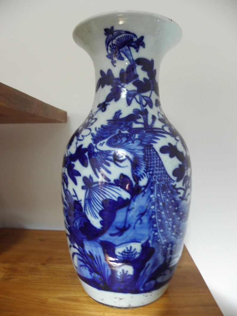 Vase chinois blanc bleu  Pa128610