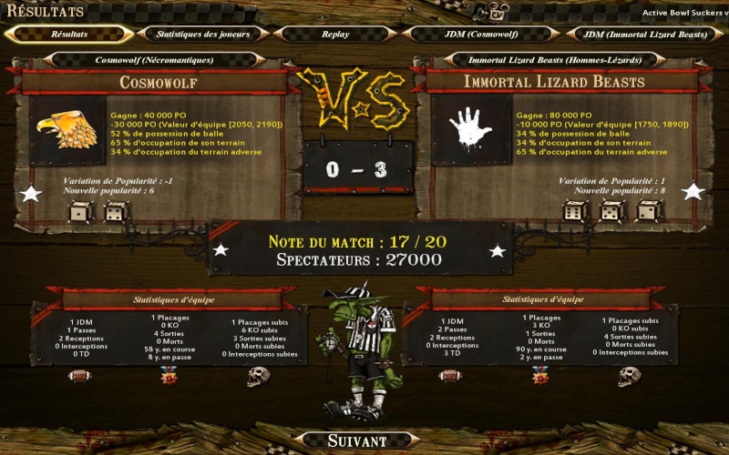 Poule Noire J3 : Beasts 3 - 0 Cosmowolf Bloodb54