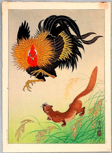 Vẻ đẹp của gà trong tranh cổ Nhật Bản ... G710