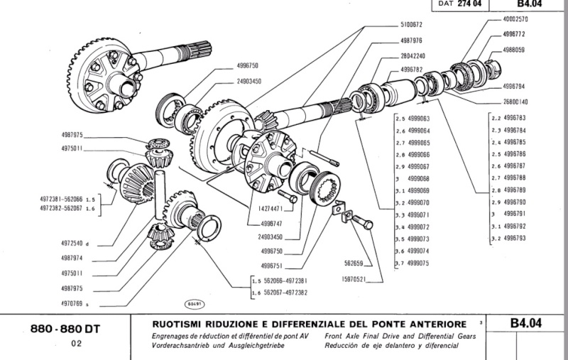 pont avant fiat 880 dt 88010