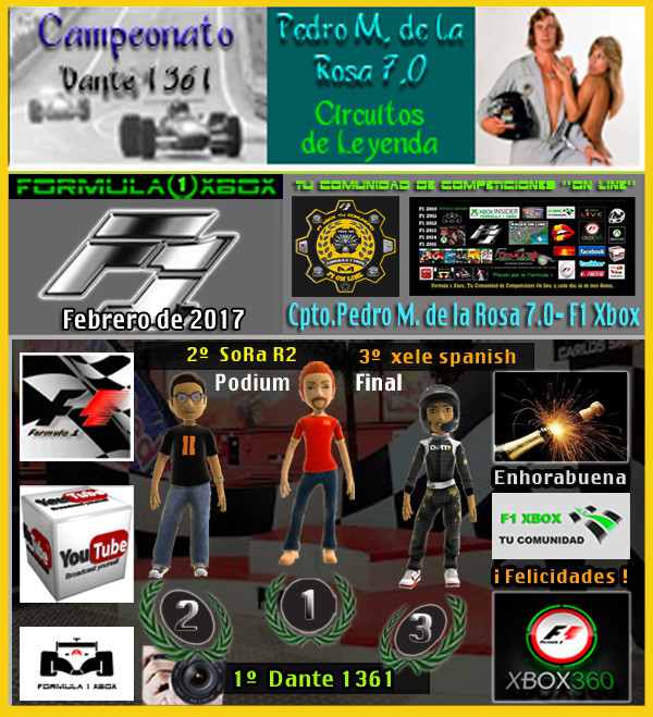  ¡ CAMPEÓN ! / F1 2013 - XBOX 360 / CPTO.PEDRO M. DE LA ROSA 7.0 - F1 XBOX / CAMPEÓN, CLASIFICACIÓN Y PODIUM FINAL / FEBRERO DE 2017. F1-pod14