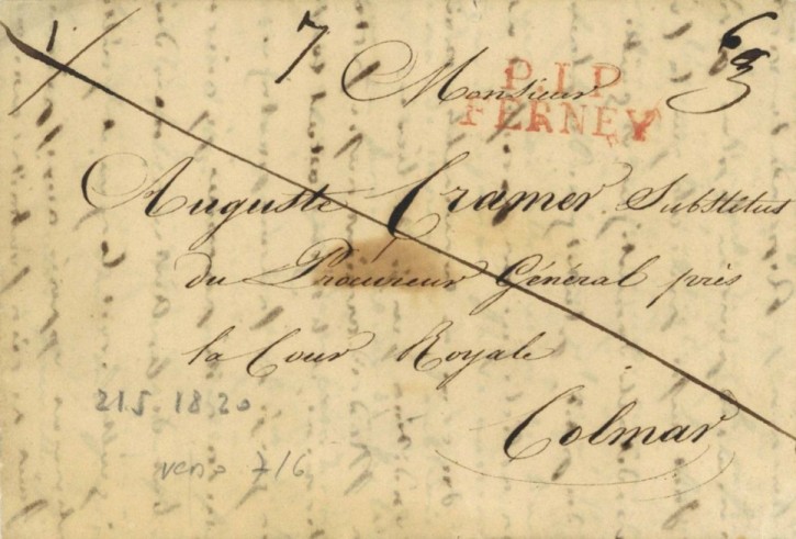 1823 port payé Ferney à Colmar P_1_p_17