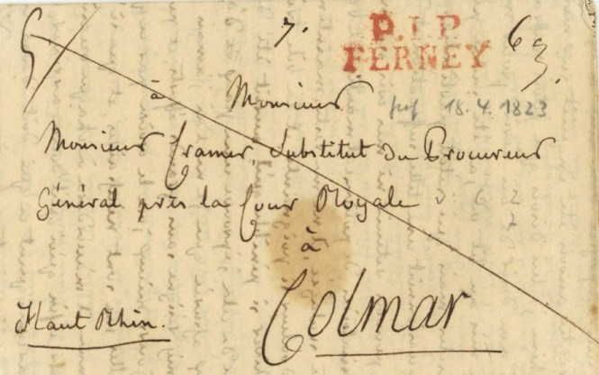 1823 port payé Ferney à Colmar P_1_p_20