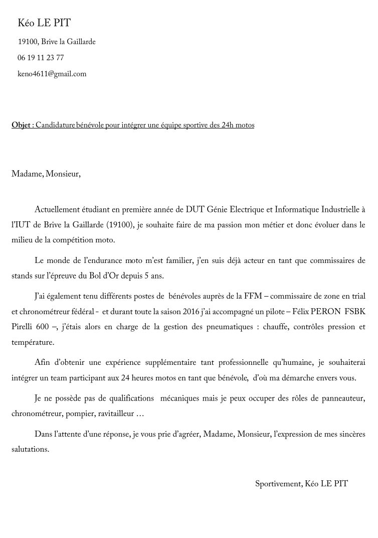 Mans - [Endurance] Recherche d'une place en tant que bénévole dans un team aux 24h du Mans Lettre11