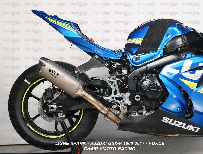Lignes Racing SPARK pour SUZUKI GSX-R 1000 2017 en exclusivité chez Charly Moto. Suzuki10